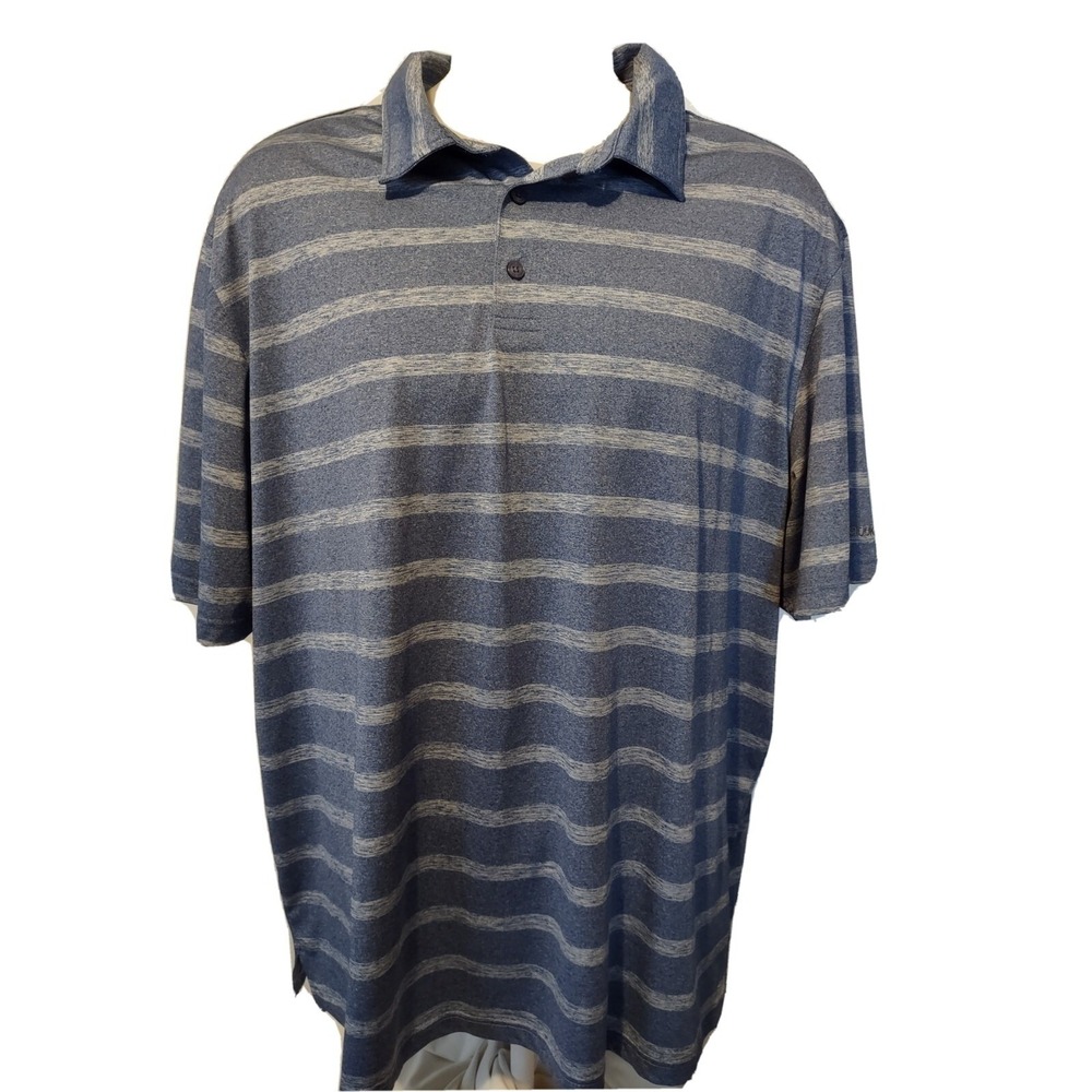 Reebok Golf Shirt 3XL Polo Short Sleeve Quick Dry Breathable Stripes Men's Blue*